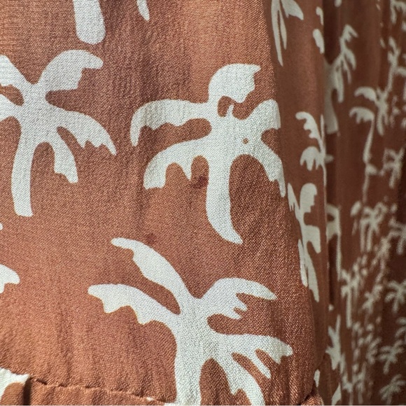 Natalie Martin Silk Palm Tree Print Short Sleeve Maxi Dress Brown Small S READ - Picture 10 of 16